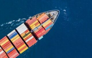 Container ship moving cargo overseas